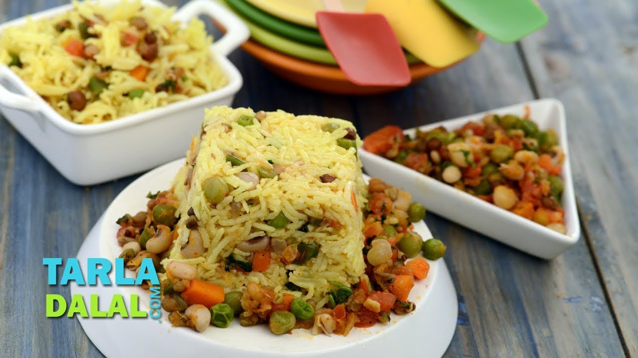 Mixed Sprouts Rice by Tarla Dalal