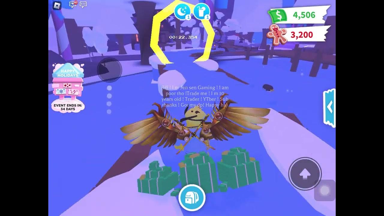 Talking with speedy the penguin ! Got 500 gingerbread ! Adopt me roblox