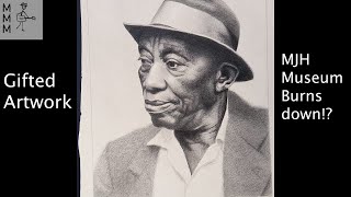 Gifted Art Work + MJH Museum burns down! - Mississippi John Hurt art work by Anders Fernbach