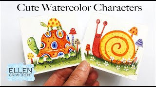 Watercolor Painting Tutorial for Beginners- Cute characters- Mini Monday Madness