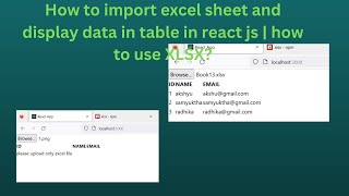 How to import excel sheet and display data in table in react js