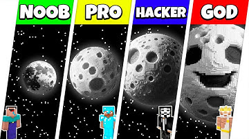 MOON PLANET HOUSE BASE BUILD CHALLENGE - Minecraft Battle NOOB vs PRO vs HACKER vs GOD / Animation