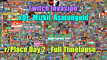 r/Place 2022 Timelapse - First 48 Hours (xQc, Asmongold, Mizkif)
