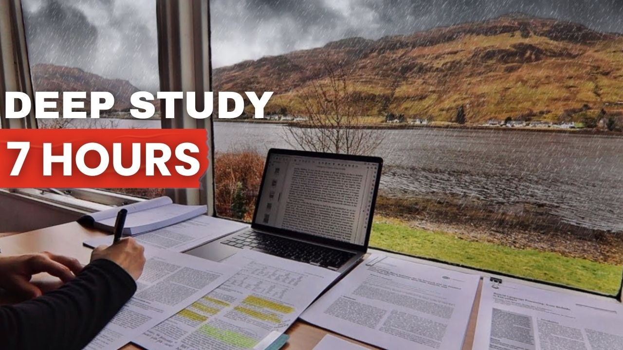 7-HOUR STUDY WITH ME on A RAINY DAY 🎓  Scottish Highlands | Pomodoro | Deep Work Mode | No Music