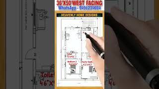 36x50 west facing vastu house plan #telugubuildingplans #youtubeshorts #heavenlyhomedesigns