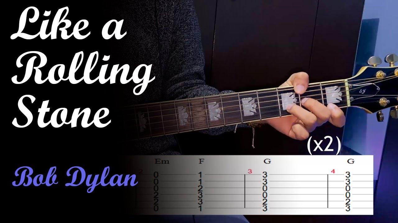 Like a Rolling Stone - Bob Dylan (guitar cover tutorial) - YouTube