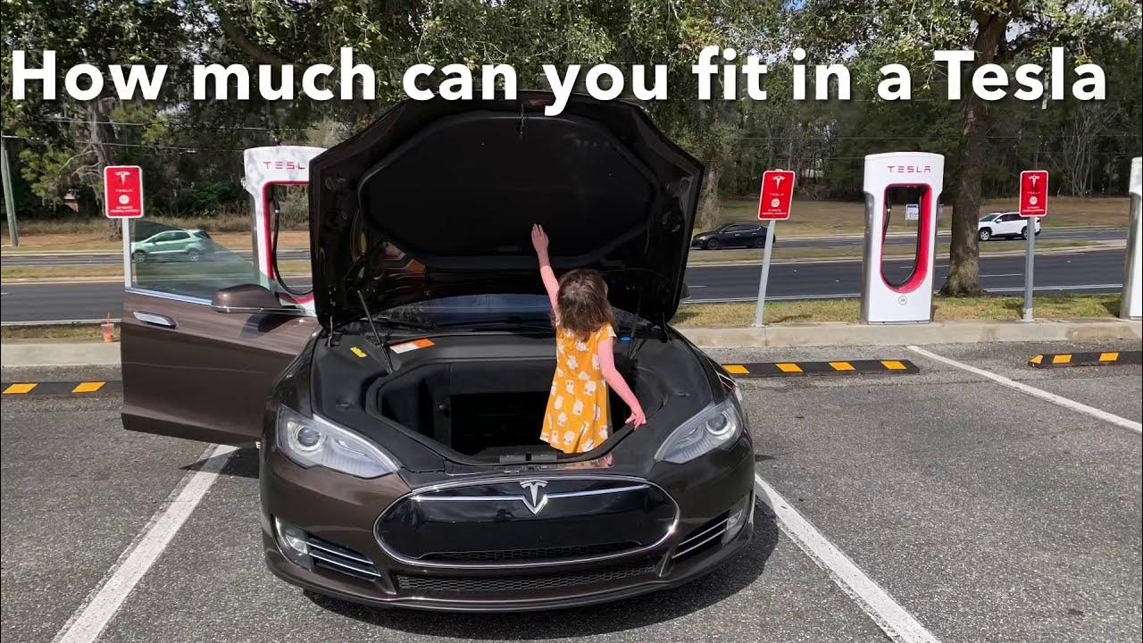 2013 Tesla Model S P85+ how much can it hold in the trunk and frunk, cargo test YouTube