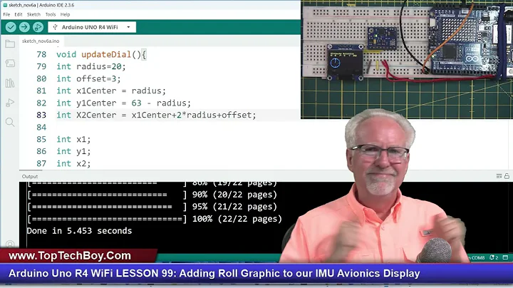 Arduino Uno R4 WiFi LESSON 99: Adding Roll Graphic to our IMU Avionics Display