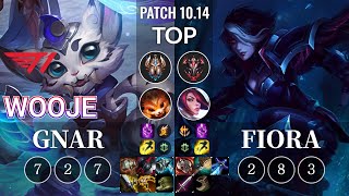 T1 Wooje Gnar vs Fiora Top - KR Patch 10.14
