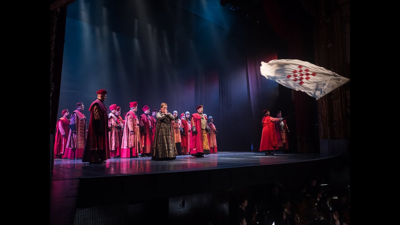 The cast at Croatian National Theatre in Zagreb sings 'U boj, u boj!' from NIKOLA ŠUBIĆ ZRINJSKI