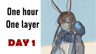 Drawing in one hour and one layer - Day 1, Amiya (Arknights) Drawing in one hour and one layer - Day 1, Amiya (Arknights)