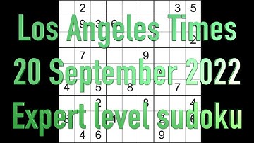 Sudoku solution – Los Angeles Times sudoku 20 September 2022 Expert level