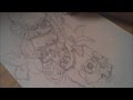 Skulls And Flowers Tattoo Design - Speed Drawing