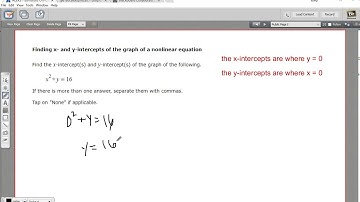 Finding x- and y-intercepts of the graph of a non-linear equation