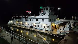 Mississippi River, Lock and Dam 19 Keokuk IA, "Tow Jam", Four tows waiting at the lock. April, 2023