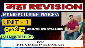 UNIT-1/MANUFACTURING PROCESS/ONE SHOT VIDEO/GGSIPU/B.TECH/1ST YEAR/1ST SEM/BY PRADEEP KUMAR SIR