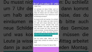 Brief schreiben B1 #50 |Arbeit vertreten E-Mail|  DTZ Telc B1