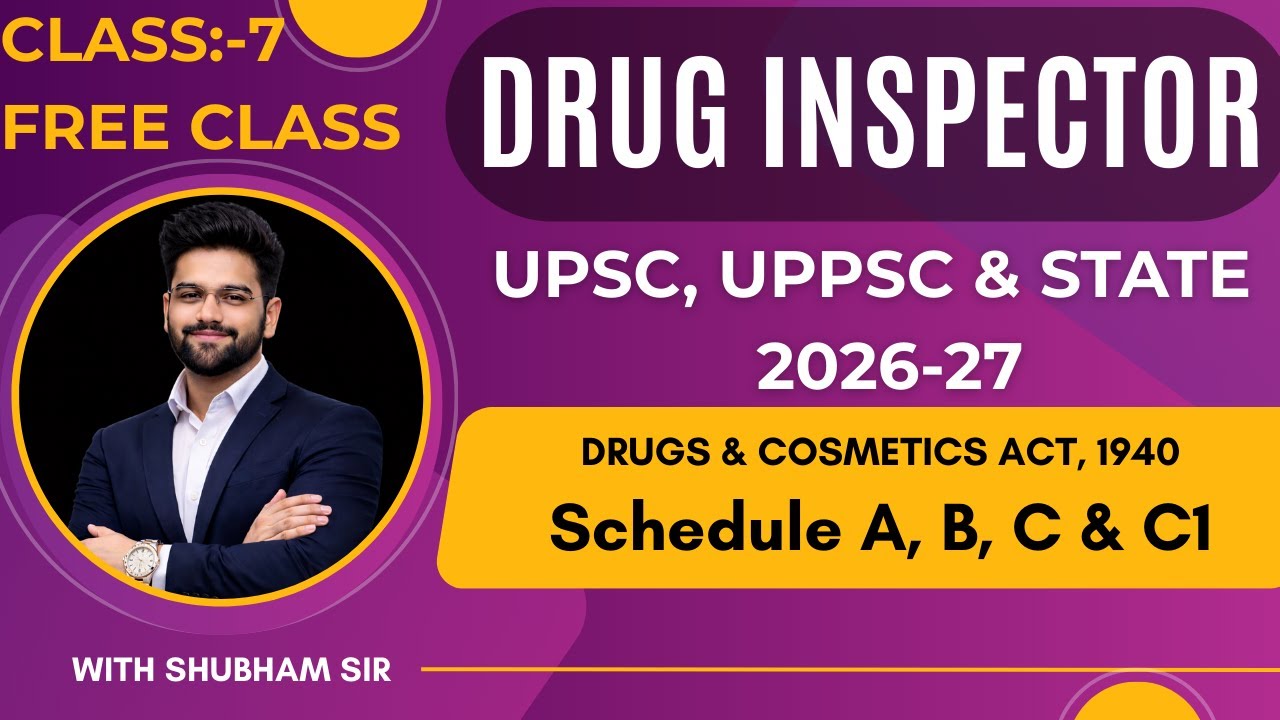 Drug Inspector 2026–27 🔥 Schedule A, B, C & C1 Made EASY | D&C Act | FREE CLASS 