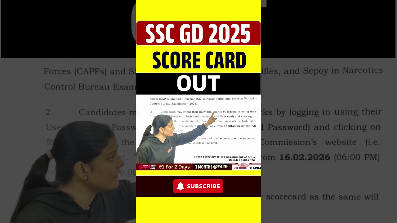 SSC GD 2025 SCORE CARD OUT | 