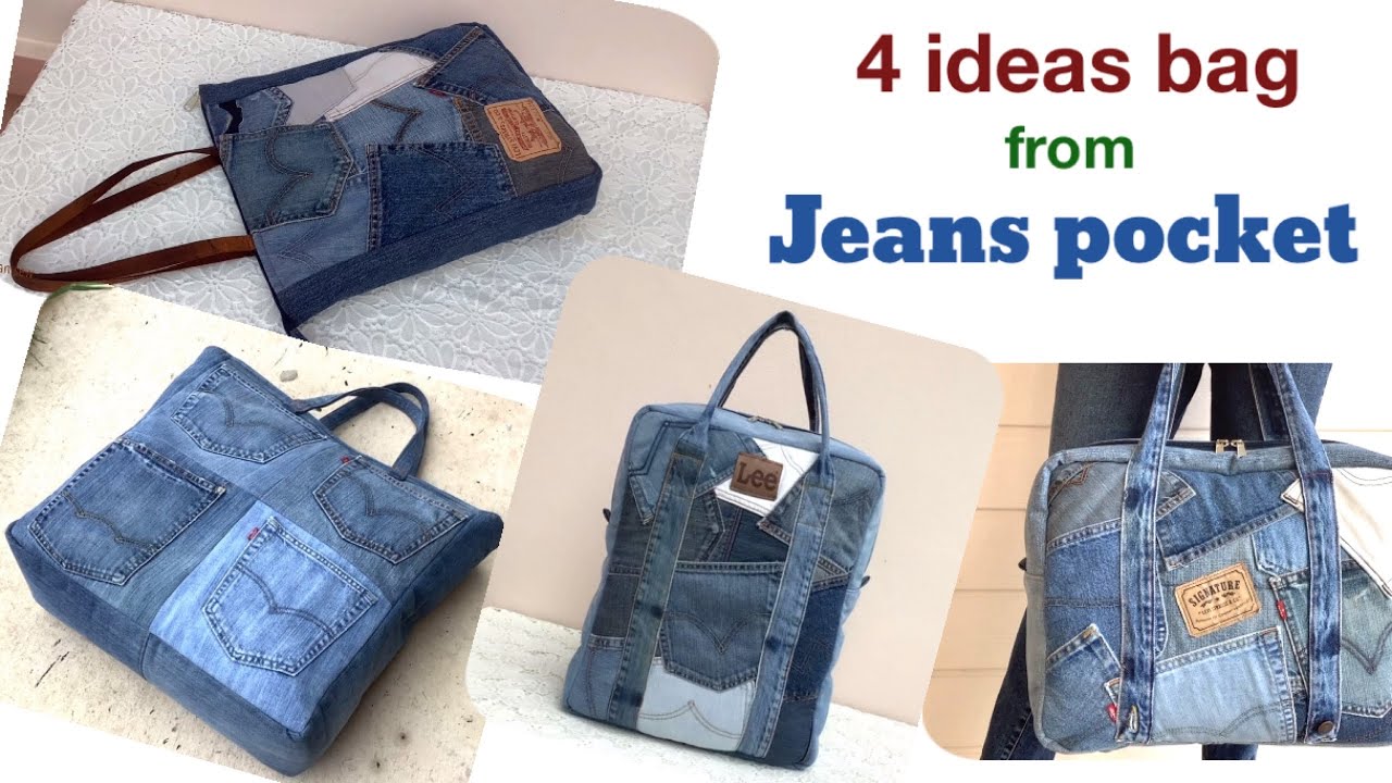 4 ideas diy from jeans pocket , beautiful bags from jeans pockets , Don ...