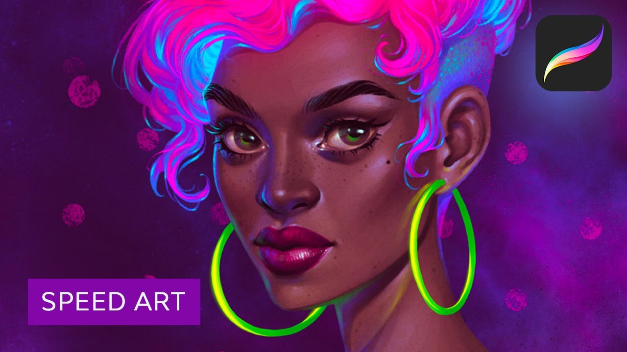 Neon Portrait in Procreate | Speed Art