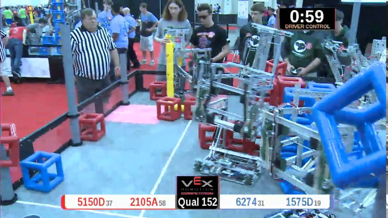2015 VRC Engr Q152 - 5150D 2105A vs 6274 1575D - 49 to 28 - VEX Worlds 2015 - Engineering Division