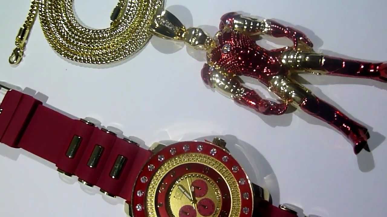 (SOLD)100 COMBO DEAL! Iron Man Lab Made Gold Pendant + Breitling style
