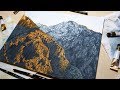 Realistic Watercolor Timelapse | "Sunset On The Mountains"