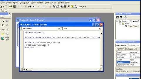 Shut down dengan visual basic 6.0 - Demo Belajar Visual Basic 6.0