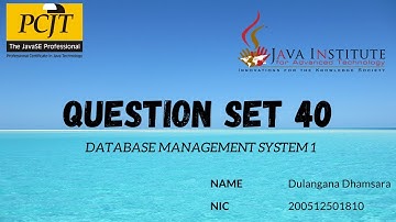 Question Set 40 | Database Management System | Java Institute