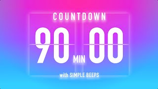 90 Minutes Timer Flip Clock Countdown / Every 10 sec beep 🦩