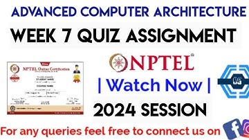 Advanced Computer Architecture | Week 7 Quiz Solutions 2024 | NPTEL | SWAYAM |