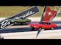 1969 Plymouth Barracuda vs 1970 Pontiac GTO PURE STOCK DRAG RACE - no commentary