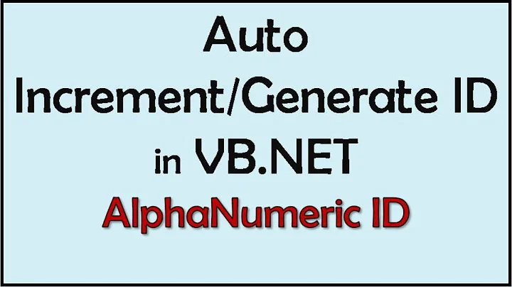 How to Auto increment Alphanumeric ID in VB.NET
