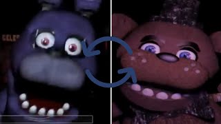 FNAF 1-4 And TRTF 1-4, but their jumpscare sounds are Swapped! #fnaf