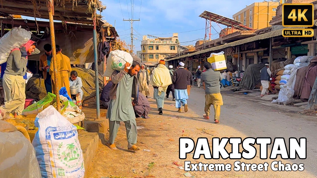🇵🇰 Жизнь уличного рынка Пешавара | Прогулка по базару Хашнагри | Виртуальная прогулка 4K