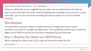 How to Successfully Pass a Vue.js Object to a Laravel Controller