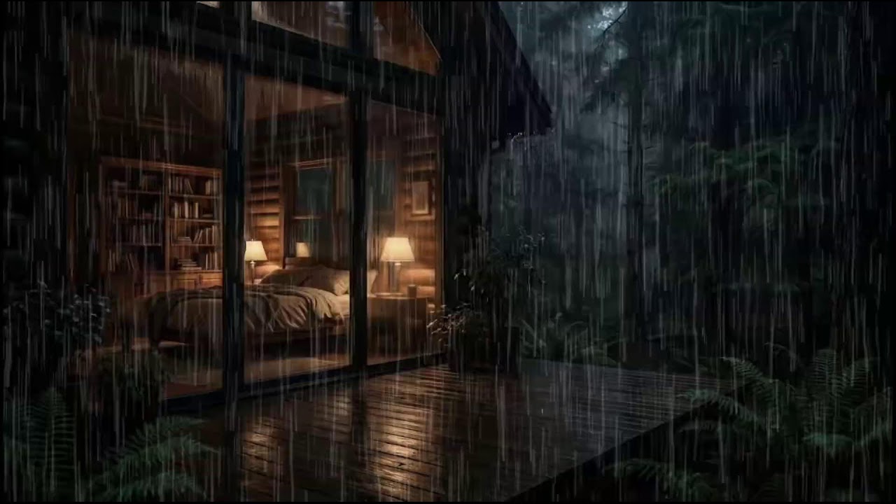 Rainy Night in a Forest Cabin 🌲 | Soft rain ambience with steady rain sounds for deep relaxation