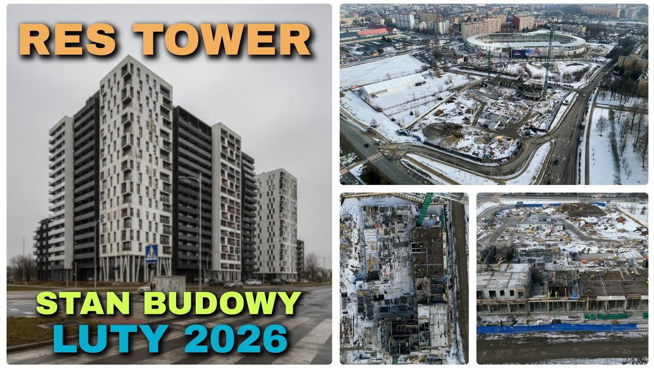 Res Tower (Жешув) - Ход строительства, февраль 2026 | Дрон 4K