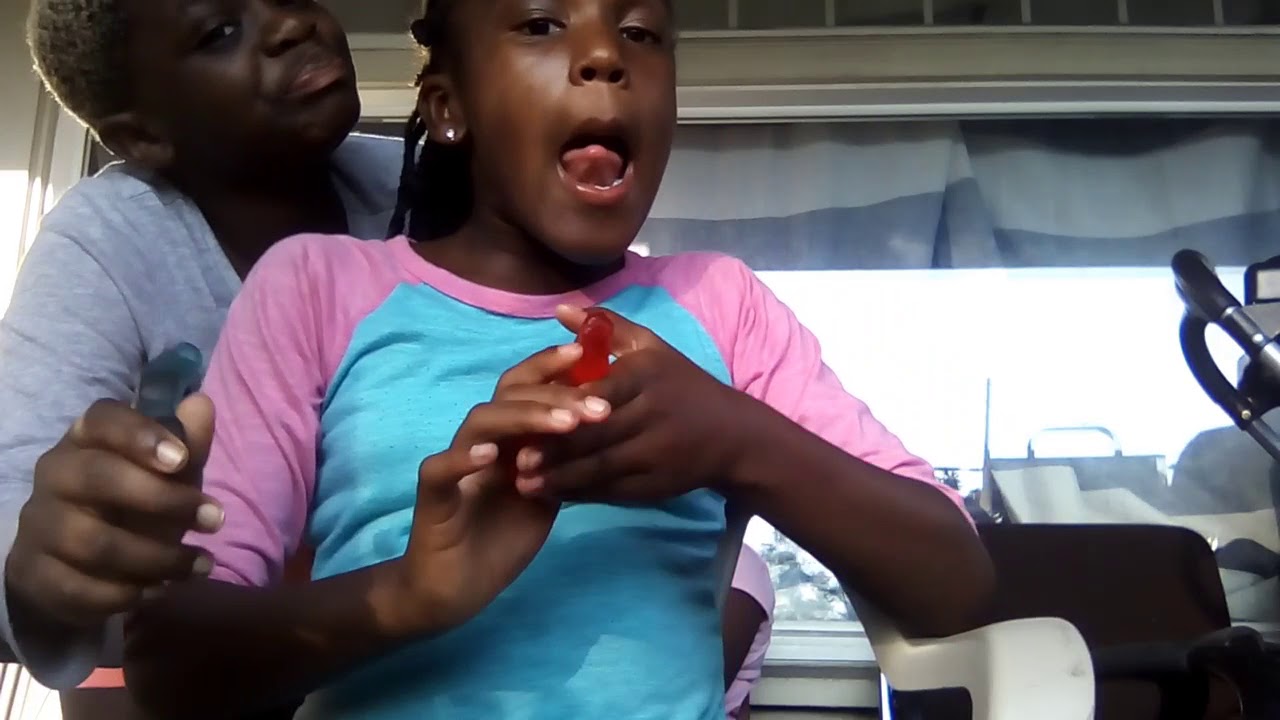 Eating large gummy bears YouTube