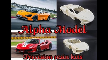 McLaren 720S Ferrari 488 Pista 1/24 Scale Model Kit Unboxing Review Alpha Model Resin Ltd Edition