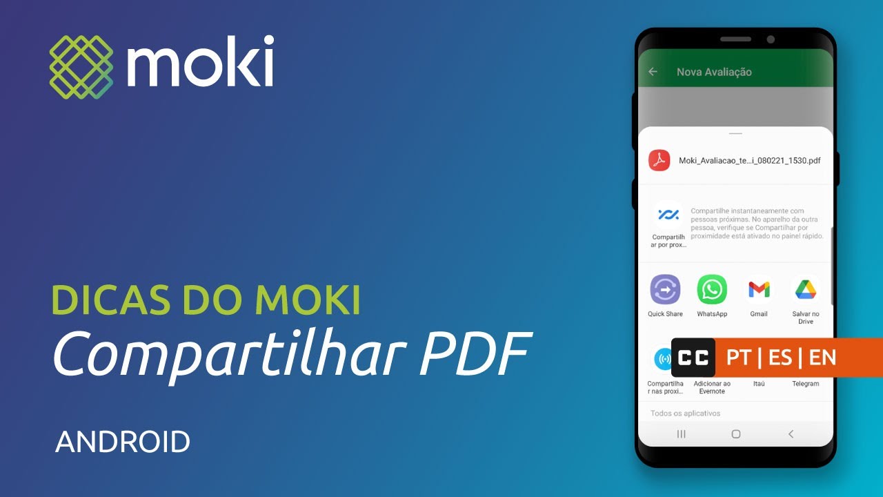 Compartilhe suas avaliações em PDF diretamente no Moki