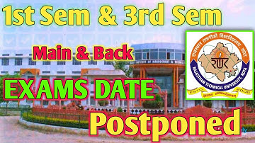 Rtu 1sem & 3rd Sem Exam Date Postponed || Rtu Exams ||