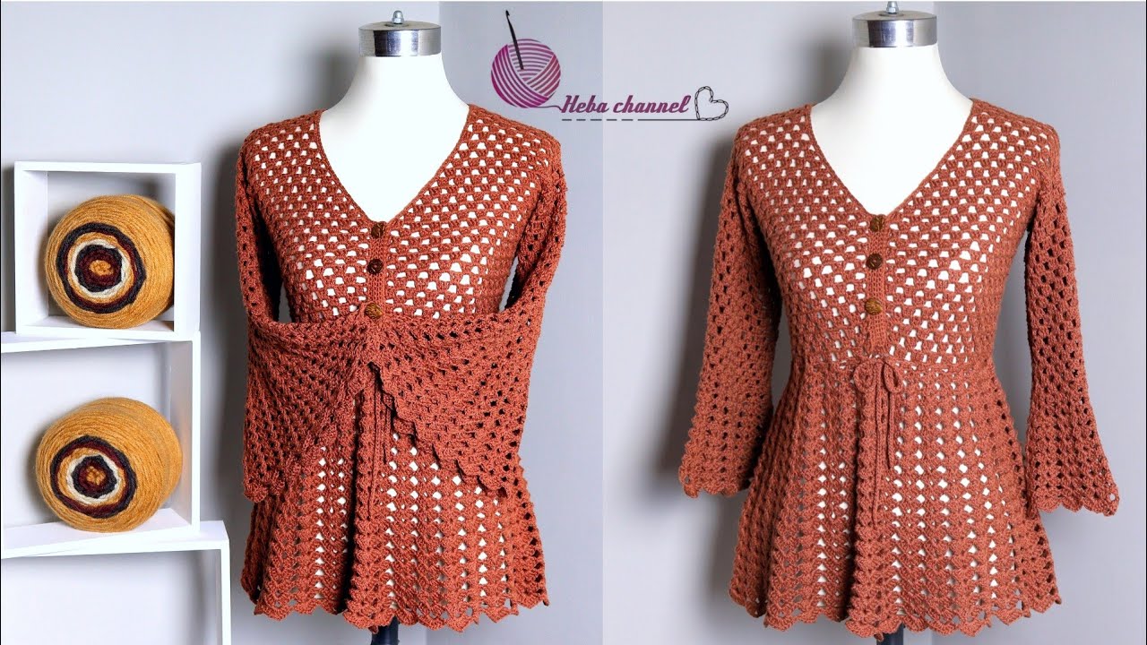 بلوزة كروشيه نسائى صيفى بالخطوات شرح لجميع المقاسات