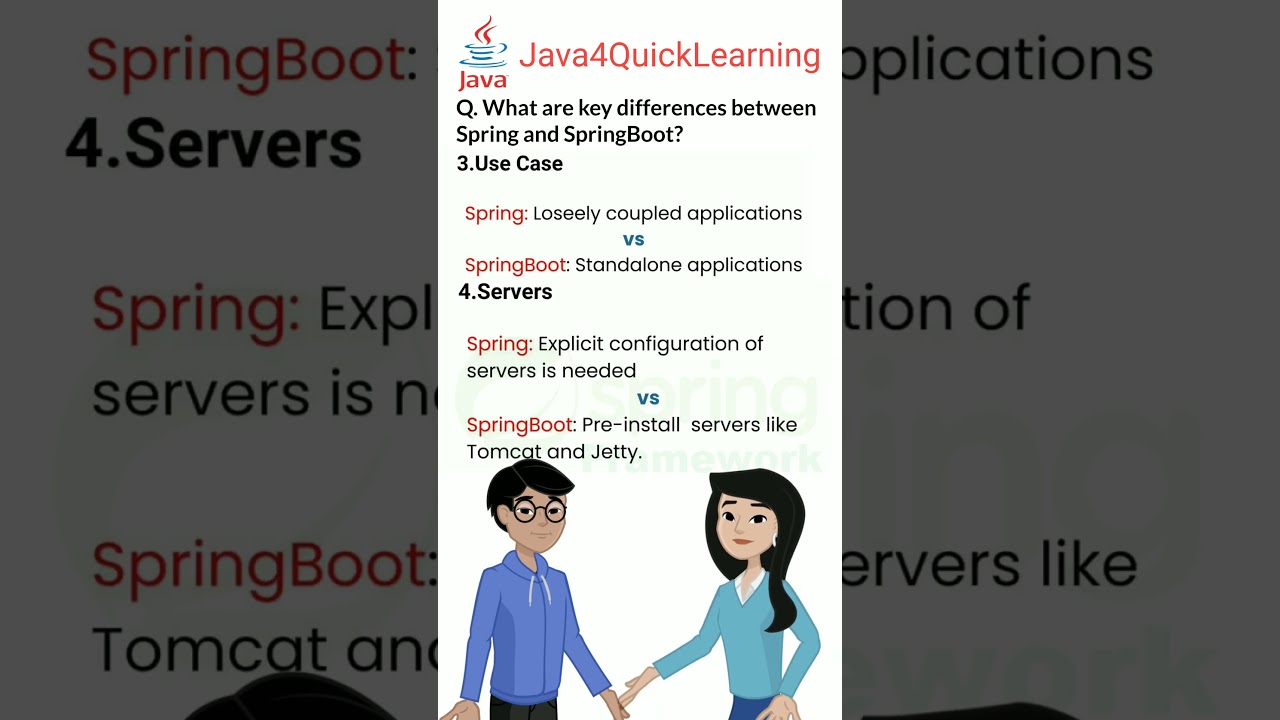 Differences between Spring and SpringBoot #spring #vs #springboot #java4quicklearning