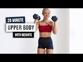 20 min toned upper body workout  with weights  feel the burn home workout  dumbbells