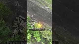 🇺🇦 drone is dropping a high-explosive fragmentation munition onto 🇷🇺ammunition depot 💥#shorts #war