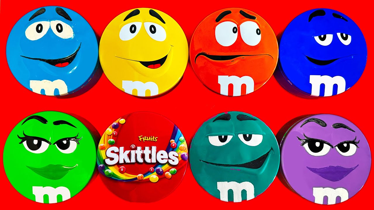 Satisfying Video | Unpacking Colorful Skittles and Tasty M&M'S Candy From Surprise Tins ASMR