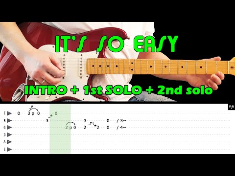 IT'S SO EASY - Guitar lesson - intro 1st solo 2nd solo - Linda Ronstadt - fast & slow