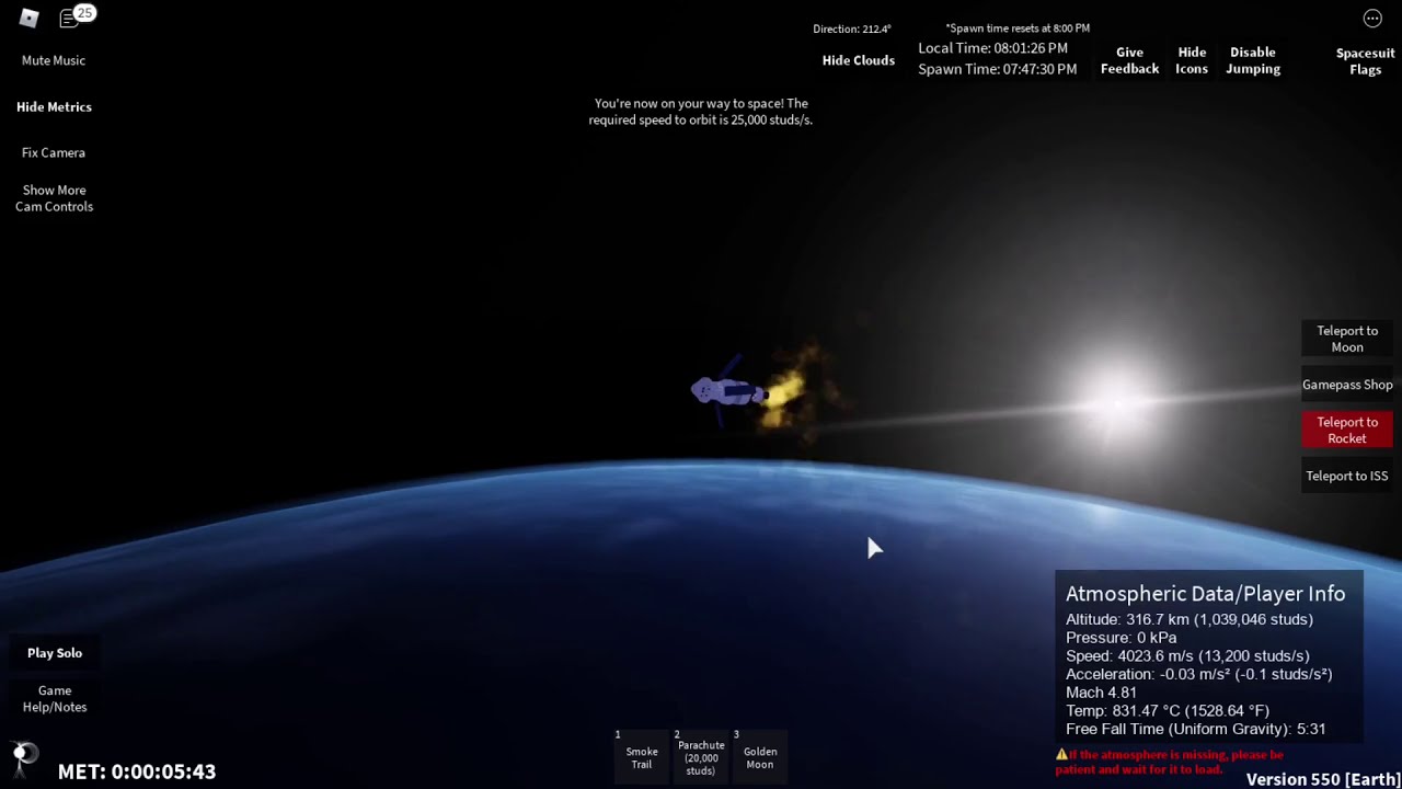 From Launch To Orbit To Landing Night Roblox Space Sailors Youtube - orbital camera roblox